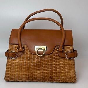 Rare Salvatore Ferragamo Wicker & Leather Top Handle Bag – Limited Edition, EUC